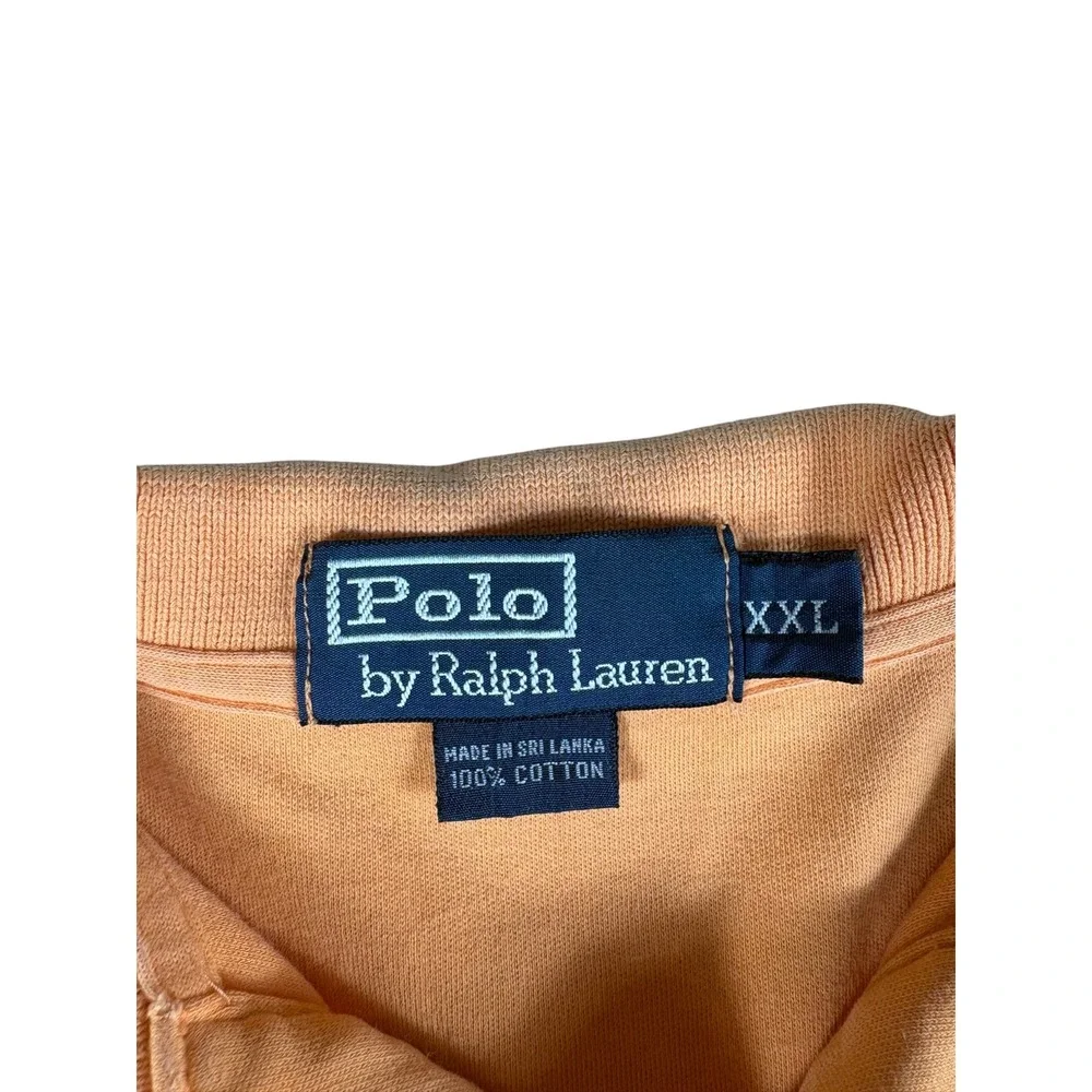 Polo Ralph Lauren Polo Shirt Men's 2XL Peach Orange Short Sleeve High Low Slit